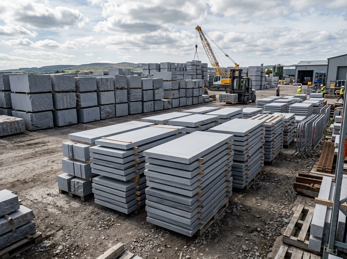 Natural stone materials in dedicated quarry storage yard